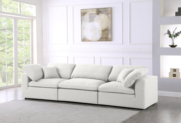 Serene Linen Textured Fabric / Down / Polyester / Engineered Wood Contemporary Cream Linen Textured Fabric Deluxe Cloud-Like Comfort Modular Sofa - 119" W x 40" D x 32" H