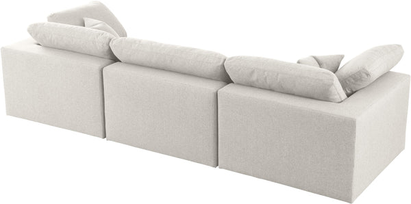 Serene Linen Textured Fabric / Down / Polyester / Engineered Wood Contemporary Cream Linen Textured Fabric Deluxe Cloud-Like Comfort Modular Sofa - 119" W x 40" D x 32" H
