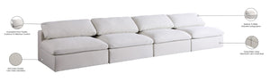 Serene Linen Textured Fabric / Down / Polyester / Engineered Wood Contemporary Cream Linen Textured Fabric Deluxe Cloud-Like Comfort Modular Armless Sofa - 156" W x 40" D x 32" H