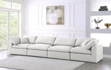Serene Linen Textured Fabric / Down / Polyester / Engineered Wood Contemporary Cream Linen Textured Fabric Deluxe Cloud-Like Comfort Modular Sofa - 158" W x 40" D x 32" H
