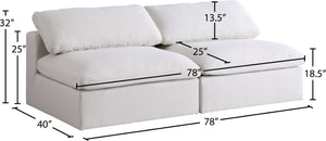 Serene Linen Textured Fabric / Down / Polyester / Engineered Wood Contemporary Cream Linen Textured Fabric Deluxe Cloud-Like Comfort Modular Armless Sofa - 78" W x 40" D x 32" H