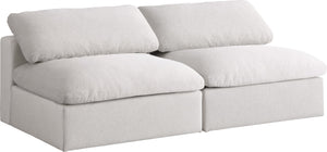 Serene Linen Textured Fabric / Down / Polyester / Engineered Wood Contemporary Cream Linen Textured Fabric Deluxe Cloud-Like Comfort Modular Armless Sofa - 78" W x 40" D x 32" H