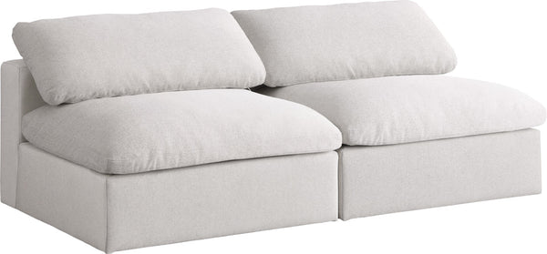 Serene Linen Textured Fabric / Down / Polyester / Engineered Wood Contemporary Cream Linen Textured Fabric Deluxe Cloud-Like Comfort Modular Armless Sofa - 78" W x 40" D x 32" H