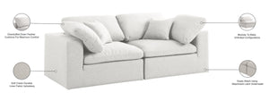Serene Linen Textured Fabric / Down / Polyester / Engineered Wood Contemporary Cream Linen Textured Fabric Deluxe Cloud-Like Comfort Modular Sofa - 80" W x 40" D x 32" H