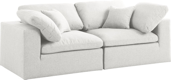 Serene Linen Textured Fabric / Down / Polyester / Engineered Wood Contemporary Cream Linen Textured Fabric Deluxe Cloud-Like Comfort Modular Sofa - 80" W x 40" D x 32" H