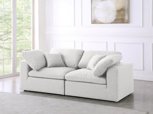 Serene Linen Textured Fabric / Down / Polyester / Engineered Wood Contemporary Cream Linen Textured Fabric Deluxe Cloud-Like Comfort Modular Sofa - 80" W x 40" D x 32" H