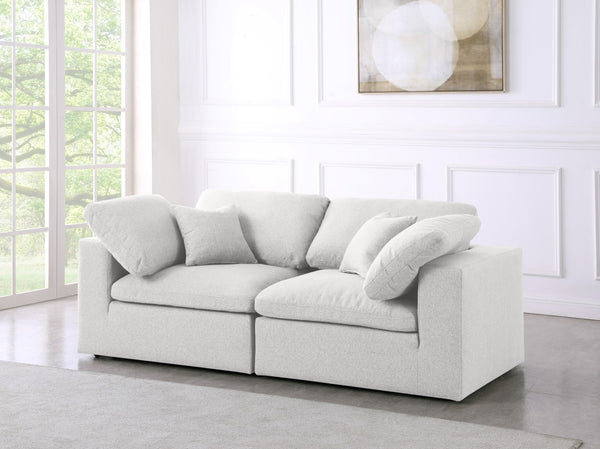 Serene Linen Textured Fabric / Down / Polyester / Engineered Wood Contemporary Cream Linen Textured Fabric Deluxe Cloud-Like Comfort Modular Sofa - 80" W x 40" D x 32" H