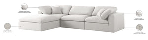 Serene Linen Textured Fabric / Down / Polyester / Engineered Wood Contemporary Cream Linen Textured Fabric Deluxe Cloud-Like Comfort Modular Sectional - 119" W x 80" D x 32" H