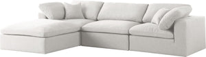Serene Linen Textured Fabric / Down / Polyester / Engineered Wood Contemporary Cream Linen Textured Fabric Deluxe Cloud-Like Comfort Modular Sectional - 119" W x 80" D x 32" H