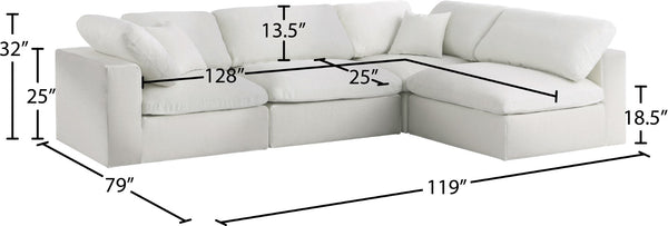 Serene Linen Textured Fabric / Down / Polyester / Engineered Wood Contemporary Cream Linen Textured Fabric Deluxe Cloud-Like Comfort Modular Sectional - 119" W x 79" D x 32" H