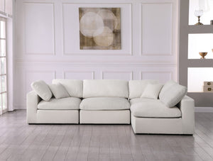 Serene Linen Textured Fabric / Down / Polyester / Engineered Wood Contemporary Cream Linen Textured Fabric Deluxe Cloud-Like Comfort Modular Sectional - 119" W x 79" D x 32" H
