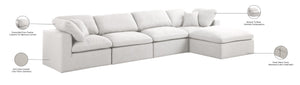 Serene Linen Textured Fabric / Down / Polyester / Engineered Wood Contemporary Cream Linen Textured Fabric Deluxe Cloud-Like Comfort Modular Sectional - 158" W x 80" D x 32" H