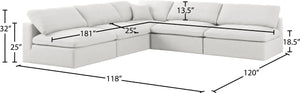 Serene Linen Textured Fabric / Down / Polyester / Engineered Wood Contemporary Cream Linen Textured Fabric Deluxe Cloud-Like Comfort Modular Sectional - 118" W x 120" D x 32" H