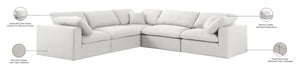 Serene Linen Textured Fabric / Down / Polyester / Engineered Wood Contemporary Cream Linen Textured Fabric Deluxe Cloud-Like Comfort Modular Sectional - 119" W x 120" D x 32" H