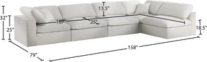 Serene Linen Textured Fabric / Down / Polyester / Engineered Wood Contemporary Cream Linen Textured Fabric Deluxe Cloud-Like Comfort Modular Sectional - 158" W x 79" D x 32" H