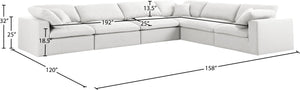 Serene Linen Textured Fabric / Down / Polyester / Engineered Wood Contemporary Cream Linen Textured Fabric Deluxe Cloud-Like Comfort Modular Sectional - 158" W x 120" D x 32" H