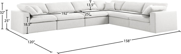 Serene Linen Textured Fabric / Down / Polyester / Engineered Wood Contemporary Cream Linen Textured Fabric Deluxe Cloud-Like Comfort Modular Sectional - 158" W x 120" D x 32" H