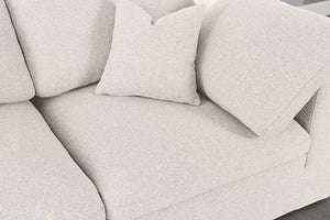 Serene Linen Textured Fabric / Down / Polyester / Engineered Wood Contemporary Cream Linen Textured Fabric Deluxe Cloud-Like Comfort Modular Sectional - 158" W x 120" D x 32" H