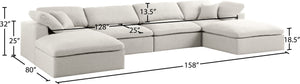 Serene Linen Textured Fabric / Down / Polyester / Engineered Wood Contemporary Cream Linen Textured Fabric Deluxe Cloud-Like Comfort Modular Sectional - 158" W x 80" D x 32" H
