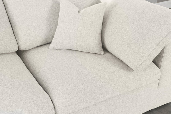 Serene Linen Textured Fabric / Down / Polyester / Engineered Wood Contemporary Cream Linen Textured Fabric Deluxe Cloud-Like Comfort Modular Sectional - 158" W x 80" D x 32" H