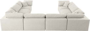 Serene Linen Textured Fabric / Down / Polyester / Engineered Wood Contemporary Cream Linen Textured Fabric Deluxe Cloud-Like Comfort Modular Sectional - 158" W x 120" D x 32" H
