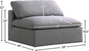 Serene Linen Textured Fabric / Down / Polyester / Engineered Wood Contemporary Grey Linen Textured Fabric Deluxe Cloud-Like Comfort Armless Chair - 39" W x 40" D x 32" H