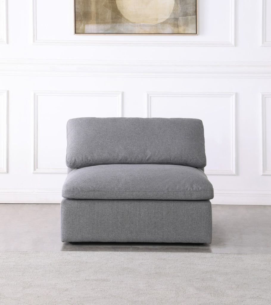 Serene Linen Textured Fabric / Down / Polyester / Engineered Wood Contemporary Grey Linen Textured Fabric Deluxe Cloud-Like Comfort Armless Chair - 39" W x 40" D x 32" H