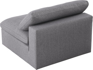Serene Linen Textured Fabric / Down / Polyester / Engineered Wood Contemporary Grey Linen Textured Fabric Deluxe Cloud-Like Comfort Armless Chair - 39" W x 40" D x 32" H