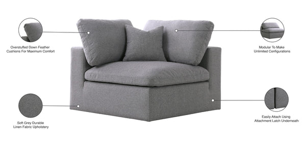 Serene Linen Textured Fabric / Down / Polyester / Engineered Wood Contemporary Grey Linen Textured Fabric Deluxe Cloud-Like Comfort Corner Chair - 40" W x 40" D x 32" H