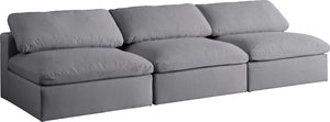 Serene Linen Textured Fabric / Down / Polyester / Engineered Wood Contemporary Grey Linen Textured Fabric Deluxe Cloud-Like Comfort Modular Armless Sofa - 117" W x 40" D x 32" H