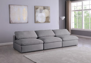 Serene Linen Textured Fabric / Down / Polyester / Engineered Wood Contemporary Grey Linen Textured Fabric Deluxe Cloud-Like Comfort Modular Armless Sofa - 117" W x 40" D x 32" H