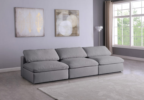 Serene Linen Textured Fabric / Down / Polyester / Engineered Wood Contemporary Grey Linen Textured Fabric Deluxe Cloud-Like Comfort Modular Armless Sofa - 117" W x 40" D x 32" H