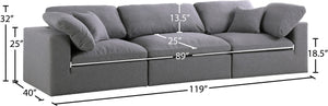 Serene Linen Textured Fabric / Down / Polyester / Engineered Wood Contemporary Grey Linen Textured Fabric Deluxe Cloud-Like Comfort Modular Sofa - 119" W x 40" D x 32" H
