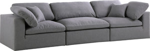 Serene Linen Textured Fabric / Down / Polyester / Engineered Wood Contemporary Grey Linen Textured Fabric Deluxe Cloud-Like Comfort Modular Sofa - 119" W x 40" D x 32" H