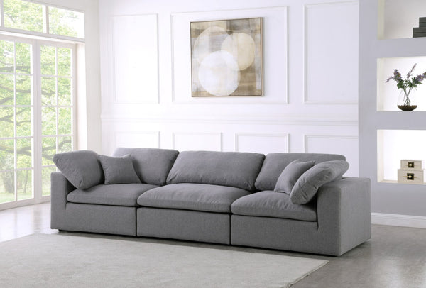 Serene Linen Textured Fabric / Down / Polyester / Engineered Wood Contemporary Grey Linen Textured Fabric Deluxe Cloud-Like Comfort Modular Sofa - 119" W x 40" D x 32" H