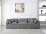 Serene Linen Textured Fabric / Down / Polyester / Engineered Wood Contemporary Grey Linen Textured Fabric Deluxe Cloud-Like Comfort Modular Sofa - 119" W x 40" D x 32" H