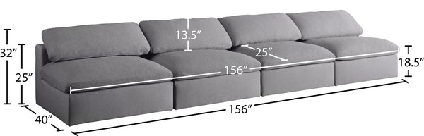 Serene Linen Textured Fabric / Down / Polyester / Engineered Wood Contemporary Grey Linen Textured Fabric Deluxe Cloud-Like Comfort Modular Armless Sofa - 156" W x 40" D x 32" H