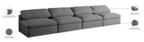 Serene Linen Textured Fabric / Down / Polyester / Engineered Wood Contemporary Grey Linen Textured Fabric Deluxe Cloud-Like Comfort Modular Armless Sofa - 156" W x 40" D x 32" H