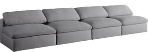 Serene Linen Textured Fabric / Down / Polyester / Engineered Wood Contemporary Grey Linen Textured Fabric Deluxe Cloud-Like Comfort Modular Armless Sofa - 156" W x 40" D x 32" H