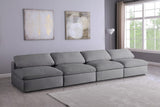Serene Linen Textured Fabric / Down / Polyester / Engineered Wood Contemporary Grey Linen Textured Fabric Deluxe Cloud-Like Comfort Modular Armless Sofa - 156" W x 40" D x 32" H
