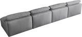 Serene Linen Textured Fabric / Down / Polyester / Engineered Wood Contemporary Grey Linen Textured Fabric Deluxe Cloud-Like Comfort Modular Armless Sofa - 156" W x 40" D x 32" H