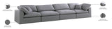 Serene Linen Textured Fabric / Down / Polyester / Engineered Wood Contemporary Grey Linen Textured Fabric Deluxe Cloud-Like Comfort Modular Sofa - 158" W x 40" D x 32" H