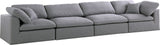 Serene Linen Textured Fabric / Down / Polyester / Engineered Wood Contemporary Grey Linen Textured Fabric Deluxe Cloud-Like Comfort Modular Sofa - 158" W x 40" D x 32" H