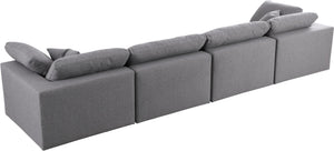 Serene Linen Textured Fabric / Down / Polyester / Engineered Wood Contemporary Grey Linen Textured Fabric Deluxe Cloud-Like Comfort Modular Sofa - 158" W x 40" D x 32" H