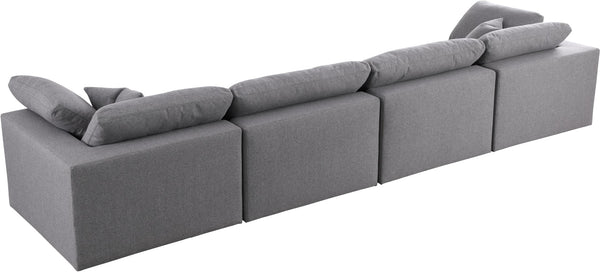 Serene Linen Textured Fabric / Down / Polyester / Engineered Wood Contemporary Grey Linen Textured Fabric Deluxe Cloud-Like Comfort Modular Sofa - 158" W x 40" D x 32" H