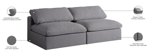 Serene Linen Textured Fabric / Down / Polyester / Engineered Wood Contemporary Grey Linen Textured Fabric Deluxe Cloud-Like Comfort Modular Armless Sofa - 78" W x 40" D x 32" H