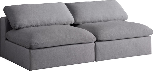 Serene Linen Textured Fabric / Down / Polyester / Engineered Wood Contemporary Grey Linen Textured Fabric Deluxe Cloud-Like Comfort Modular Armless Sofa - 78" W x 40" D x 32" H