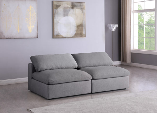 Serene Linen Textured Fabric / Down / Polyester / Engineered Wood Contemporary Grey Linen Textured Fabric Deluxe Cloud-Like Comfort Modular Armless Sofa - 78" W x 40" D x 32" H