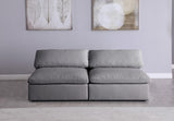 Serene Linen Textured Fabric / Down / Polyester / Engineered Wood Contemporary Grey Linen Textured Fabric Deluxe Cloud-Like Comfort Modular Armless Sofa - 78" W x 40" D x 32" H