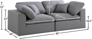 Serene Linen Textured Fabric / Down / Polyester / Engineered Wood Contemporary Grey Linen Textured Fabric Deluxe Cloud-Like Comfort Modular Sofa - 80" W x 40" D x 32" H